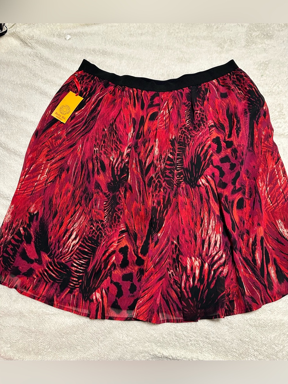 Ruby Rd. Red & Black Printed Circle Skirt